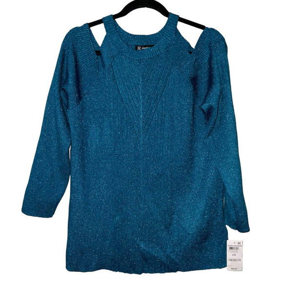 INC International Concept Women's Shine Sweater Teal 2X NWT - Picture 1 of 7